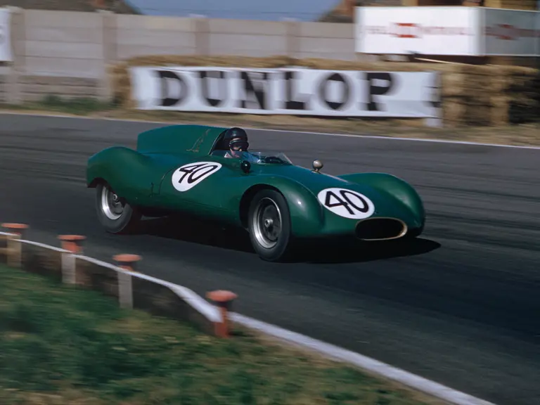 Jack Brabham at the wheel of the T40 at the 1955 British Grand Prix at Aintree.