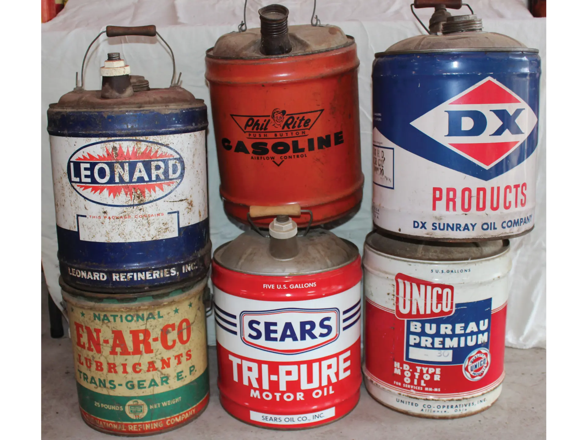 5-Gallon Oil Cans, Six Pieces | Auburn Spring 2018 | RM Sotheby's