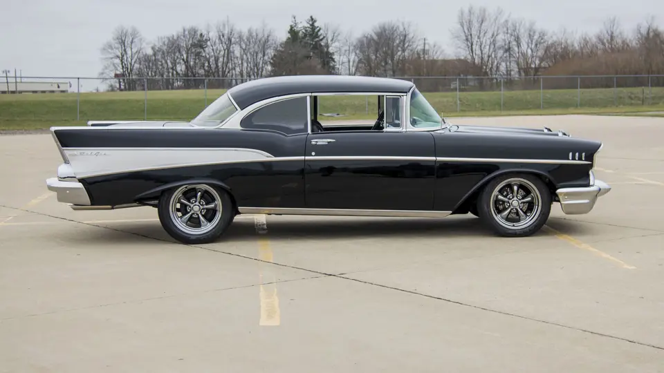 Mecum shoot in Bloomington IL. 1957 Chevy Restomod, owner Terry Woitz.