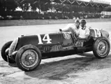 Rex Mays and mechanic Lawson Harris compete in 50012, whose engine is now in the Giddings 8C 35, at the 1937 Indianapolis 500.