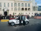 Therier and Vial collecting their prizes at the 1984 Monte Carlo Rally.