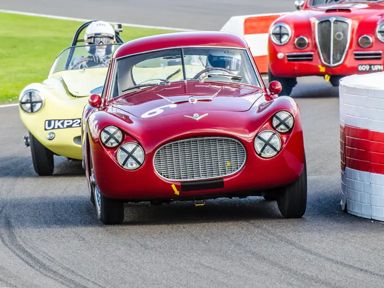 FDFF6R 1954 Fiat 8V Berlinetta Coupe owned by Graham Burrows and raced by Ian Nuthall  at the 2015 Goodwood Revival. Space for copy