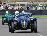 Chassis no. 421/200/210 at speed on the track at the 72nd Goodwood Members meeting. 