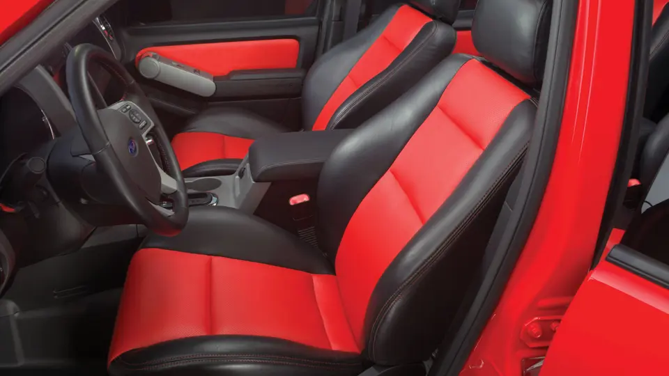 Ford Sport Trac Adrenalin teaser:  Adrenalin's sporty yet comfortable interior invites spirited, long-distance driving in the world's first high-performance sport-utility truck.