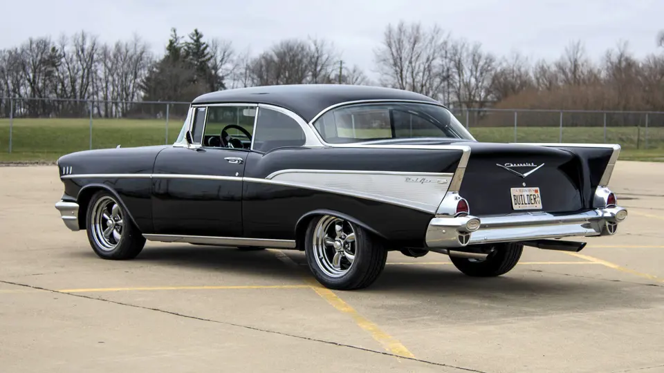 Mecum shoot in Bloomington IL. 1957 Chevy Restomod, owner Terry Woitz.