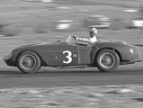 Pat O’Connor behind the wheel of 0448 MD at Willow Springs in March of 1956.