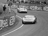 GT40 P/1016 rounds the Esses at Le Mans in 1966.