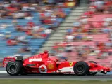 Michael Schumacher at speed en route to a win at the 2006 German Grand Prix.