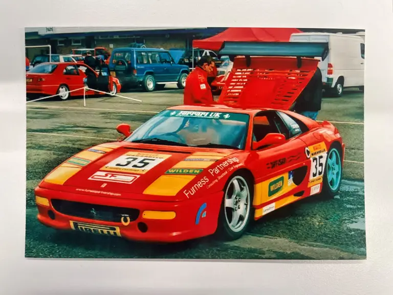 The Ferrari 355 Challenge was driven by Mike Furness in the Ferrari Challenge series, pictured here at a UK race c. 2003 or 2004.