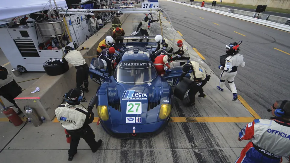 The MC12 during a pit stop at the 2007 ALMS Petit Le Mans at Road Atlanta.