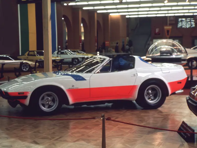 Chassis no. 15965 on the Michelotti stand at the 1975 Geneva Motor Show.