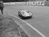 The Lister-Jaguar at the 24 Hours of Le Mans with Ivor Bueb and Bruce Halford.