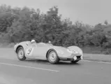 The Lister-Jaguar ‘Knobbly’ hurries down the Mulsanne Straight during the 1958 24 Hours of Le Mans.