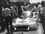 Chassis 0005 receives attention in the pits at the 1984 24 Hours of Le Mans.