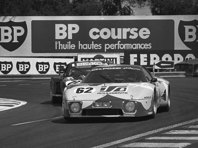 Chassis 26681, the very first of the 25 “Silhoute” BB/LMs is pictured at the 24 Hours of Le Mans in June 1979, driven by Jean-Claude Andruet and Spartaco Dini, who had the second-best practice times of any Ferrari entered. An extremely competitive endurance racing machine, the car was running extremely well before it retired after 240 laps.   