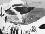 Jim Hall’s co-driver Hap Sharp cranking through a corner in Chaparral 001 at Sebring, March, 1962.