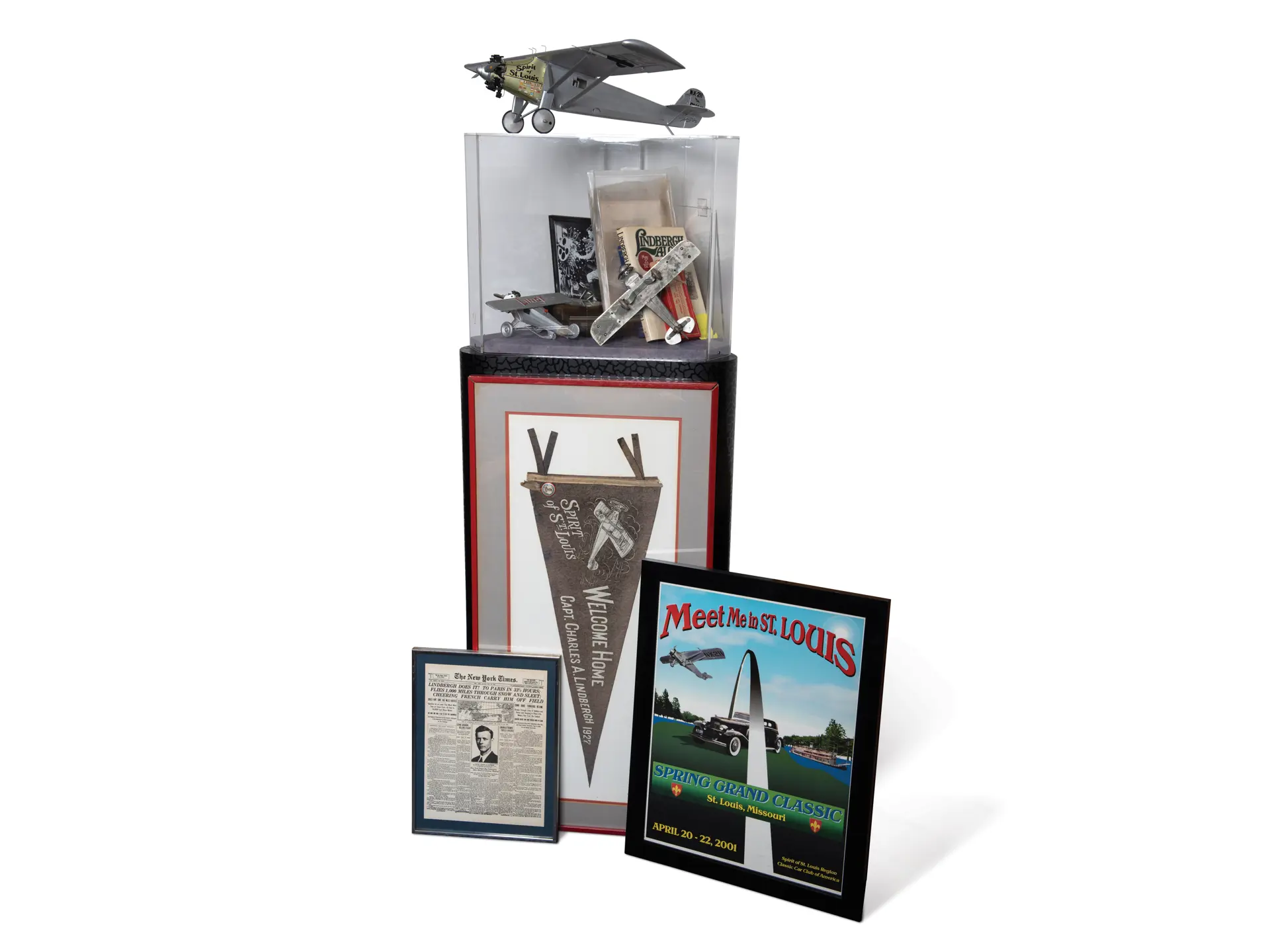 Spirit of St. Louis Collectibles with Display Case The Guyton