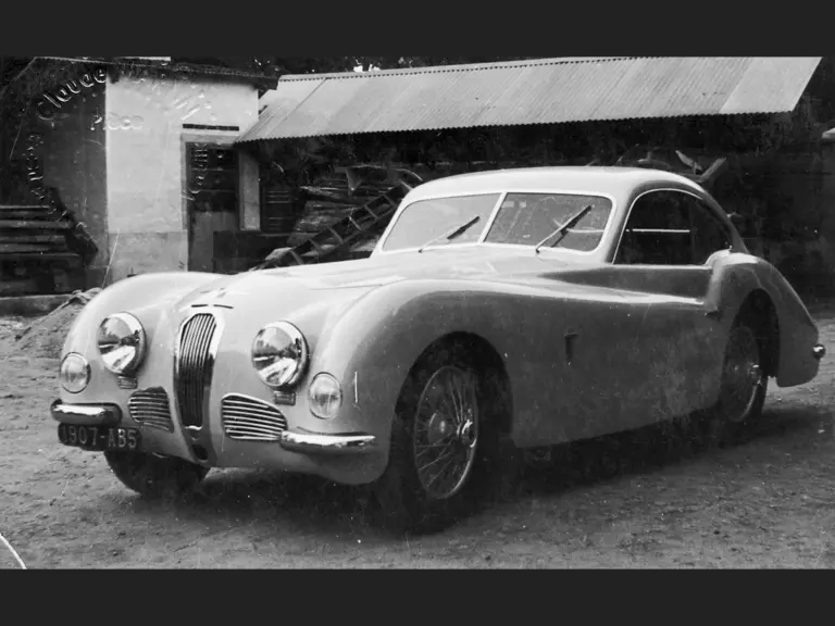 This earliest known photo of chassis 110107 is believed to have been taken in late-1949 in the courtyard of the Barou Works.