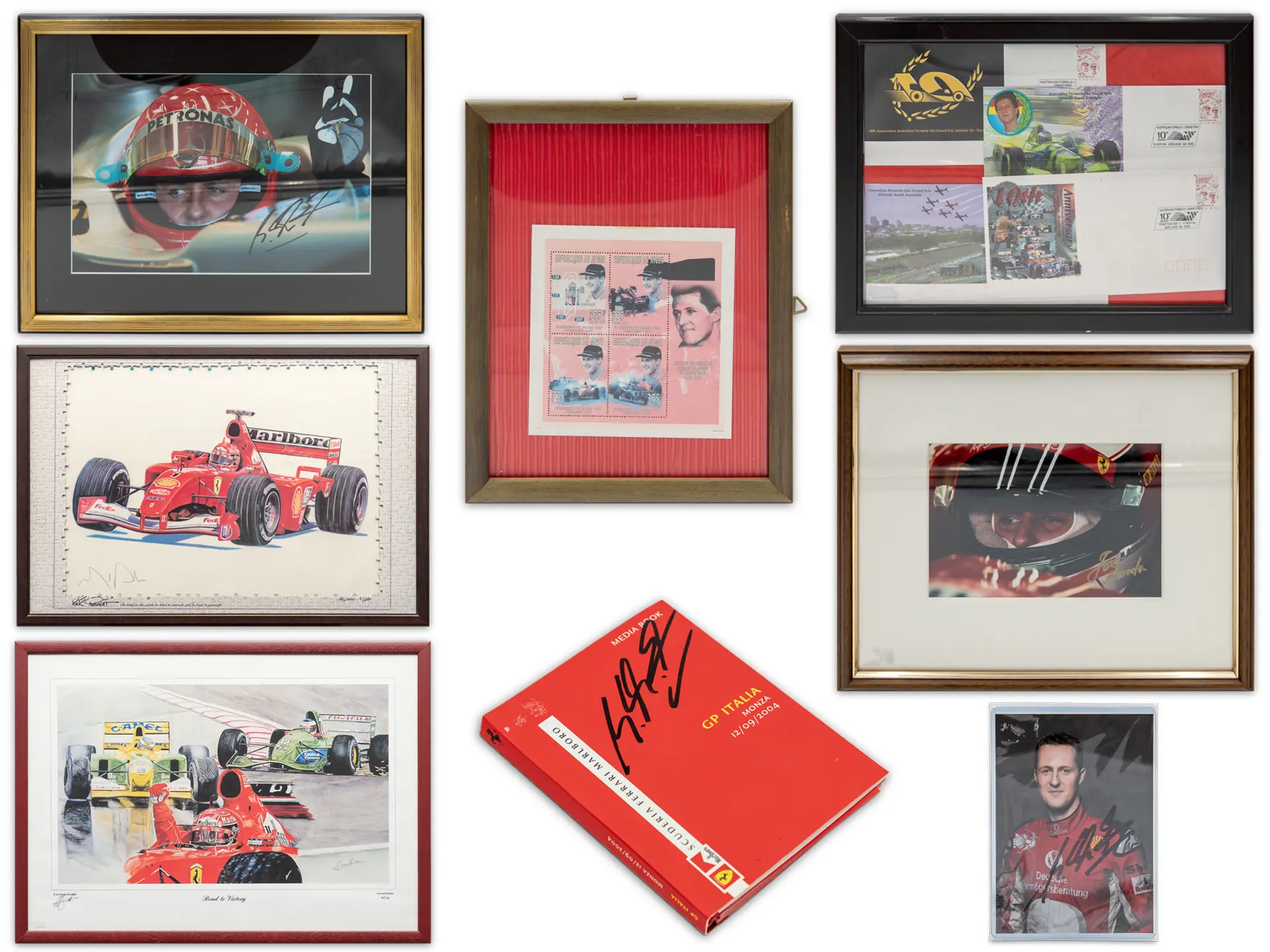 A Selection of Michael Schumacher Memorabilia and Artwork Full