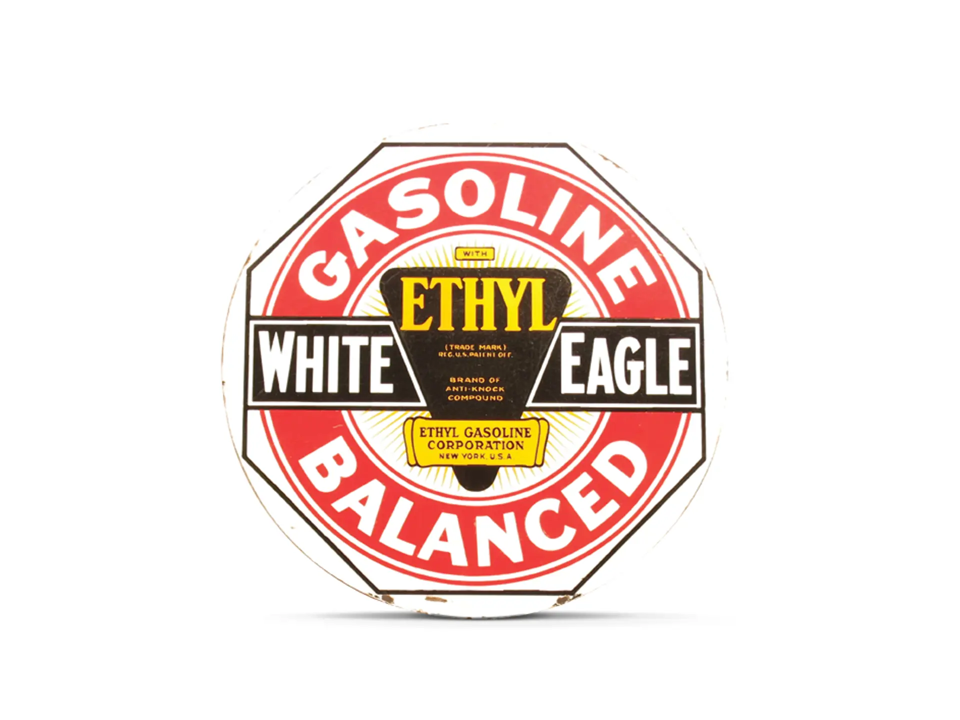 White Eagle Ethyl Gasoline Porcelain Sign Auburn Memorabilia Auction