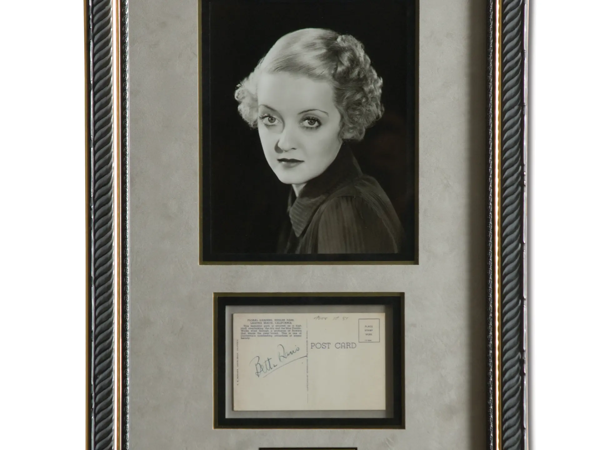 Bette Davis Signed Post Card Display | The Astor Collection | RM Sotheby's