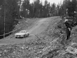 The Gullwing at speed during the 1955 Rally of the Midnight Sun.