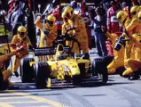Heinz-Harald Frentzen during a pit stop at the 1999 Brazilian Grand Prix where he finished third.