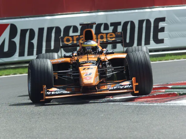 Pedro de la Rosa at the 2000 Belgian Grand Prix at Spa-Francorchamps.