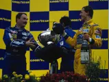 Belgium Grand Prix  Spa-Francorchamps, Belgium 1992
Podium Michael Schumacher Benetton-Ford B192 wins the race Nigel Mansell Williams FW14B is 2nd and Riccardo Patrese Williams FW14B is 3rd
© Formula One Pictures / Picture by John Townsend. Office tele (+36)26 322 826 mobile (+36) 70 776 9682. UK Mobile +44 7747 862606 www.f1pictures.com.
Vat Number 221 9053 92
 
 
 