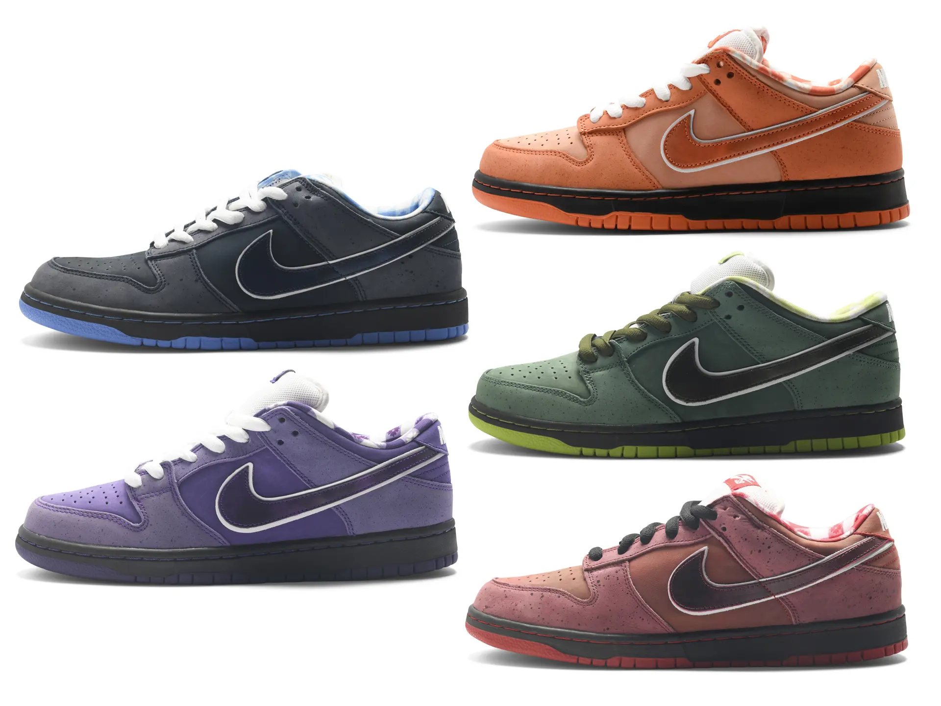 Set Of Five Nike SB Concepts Dunk Low Lobster Sneakers Dare To 