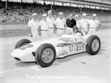 For the second year in a row, Eddie Sachs qualifies for pole position in the Dean Van Lines Special at the 1961 running of the Indianapolis 500.