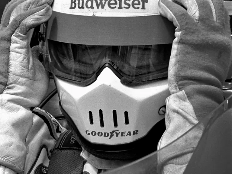 Johnny Rutherford prepares to race his McLaren M24B at the Gould Twin Dixie 125, April 22, 1979.