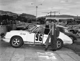 Fernand Schligler poses with co-driver Gérard Couzian and his new 911 R at the 1967 Tour de Corse.
