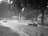 Flying down the Mulsanne Straight, chassis BHL 105 leads the OSCA S750TN (left) of de Tomaso/Davis at the 1958 24 Hours of Le Mans.