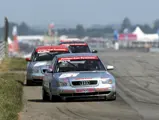 Emanuele Pirro behind the wheel of his Audi during the 1997 ADAC SuperTourenwagen Cup Series. 