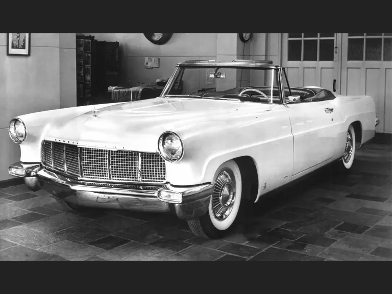 Press release photo advertising the first public showing of the Continental Mark II Convertible at the upcoming Texas State Fair, 1956.