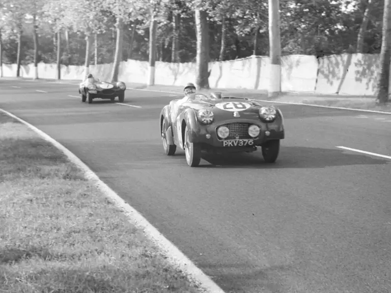 The Works Experimental Competition TR2 driven to 14th place overall, 5th in class, at Le Mans in 1955.