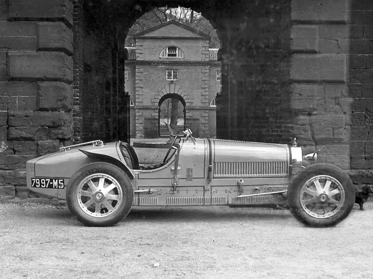 The Bugatti pictured outside of the stables at Houghton Hall, Lord Cholmondeley’s ancestral home, during his ownership.