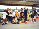 Senna and friends pictured shortly before his drive with the kart in March of 1994.