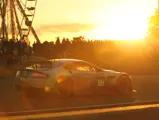 Light fades as the Aston Martin is pushed to its limits at the 2016 24 Hours of Le Mans.