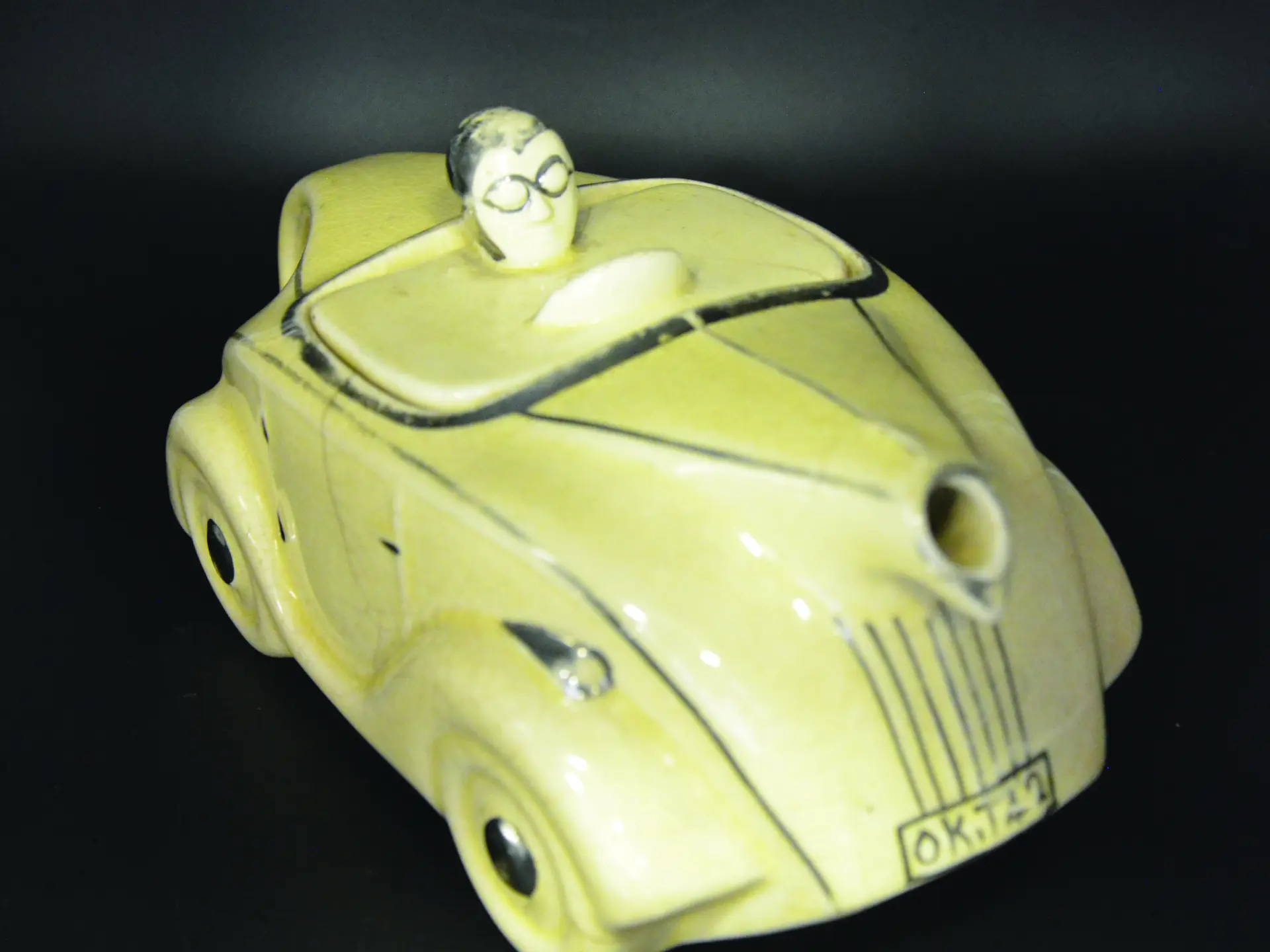 A rare, Sadlerware "White" Racing Teapot, circa 1930's, made in England