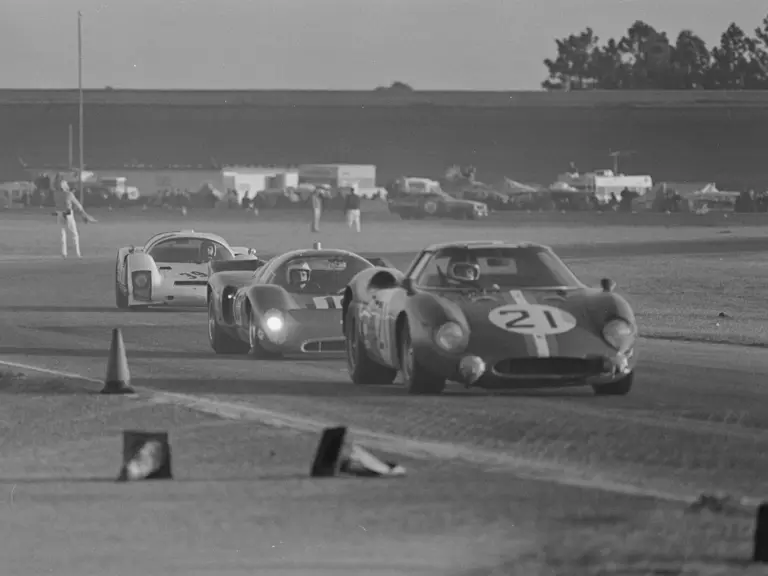 Chassis no. 5893, #21 driven by Luigi Chinetti Jr. and Gregg Young, leads a Chevron B16 and a Porche 906 at what would be 5893’s last race, the 1970 24 Hours of Daytona.