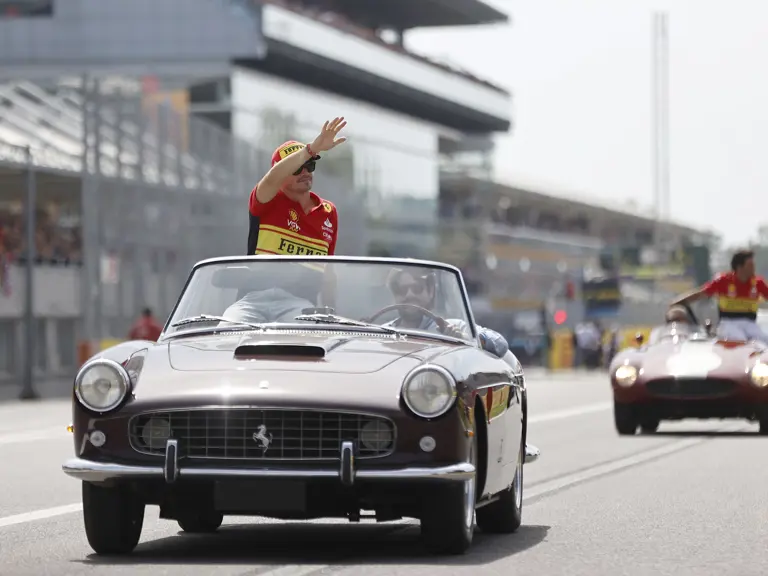 Charles Leclerc in chassis no. 2943 during the Driver's Parade at the 2023 Italian Grand Prix.