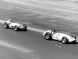 Eddie Sachs leads A.J. Foyt in the 1961 Indianapolis 500, only to finish 2nd to Foyt after having to pit for a new tire with three laps to go.
