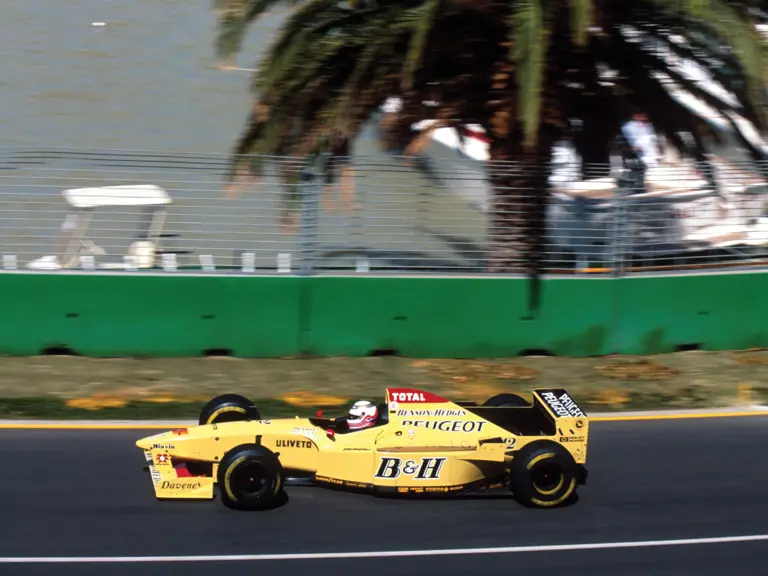 Martin Brundle behind the wheel of the Jordan at the 1996 Australian Grand Prix