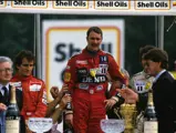 British GP Brands Hatch, Kent, England 1986   
Podium Nigel Mansell Williams FW11 wins the race, Nelson Piquet Williams FW11 is 2nd and Alan Prost Mclaren MP4/2c  3rd
© Formula One Pictures / Picture by John Townsend. Office tele (+36)26 322 826 Hungarian mobile (+36) 70 776 9682. UK Mobile +44 7747 862606 www.f1pictures.com.
Vat Number 221 9053 92
 
