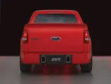Ford Sport Trac Adrenalin teaser: Square exhaust tips, integrated in the rear roll pan, are tuned to emphasize the growl of the 390-hp, supercharged Adrenalin.