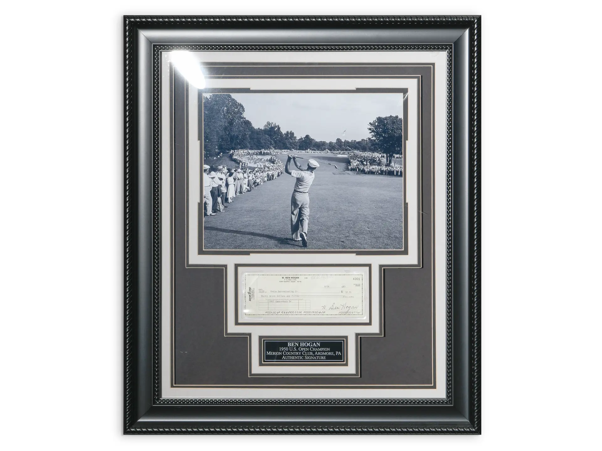 Ben Hogan Signed Check and Commemorative Hole-in-One Photograph | Dare ...