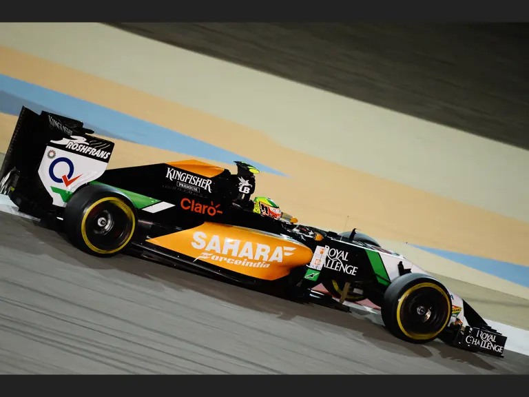 Sergio Perez (MEX) Force India VJM07.
Formula One World Championship, Rd3, Bahrain Grand Prix, Practice, Bahrain International Circuit, Sakhir, Bahrain, Friday 4 April 2014.
