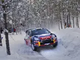Sebastien Ogier takes on the snow at the 2011 Rally Sweden, finishing 4th overall behind a Ford 1-2-3 in the season opener.